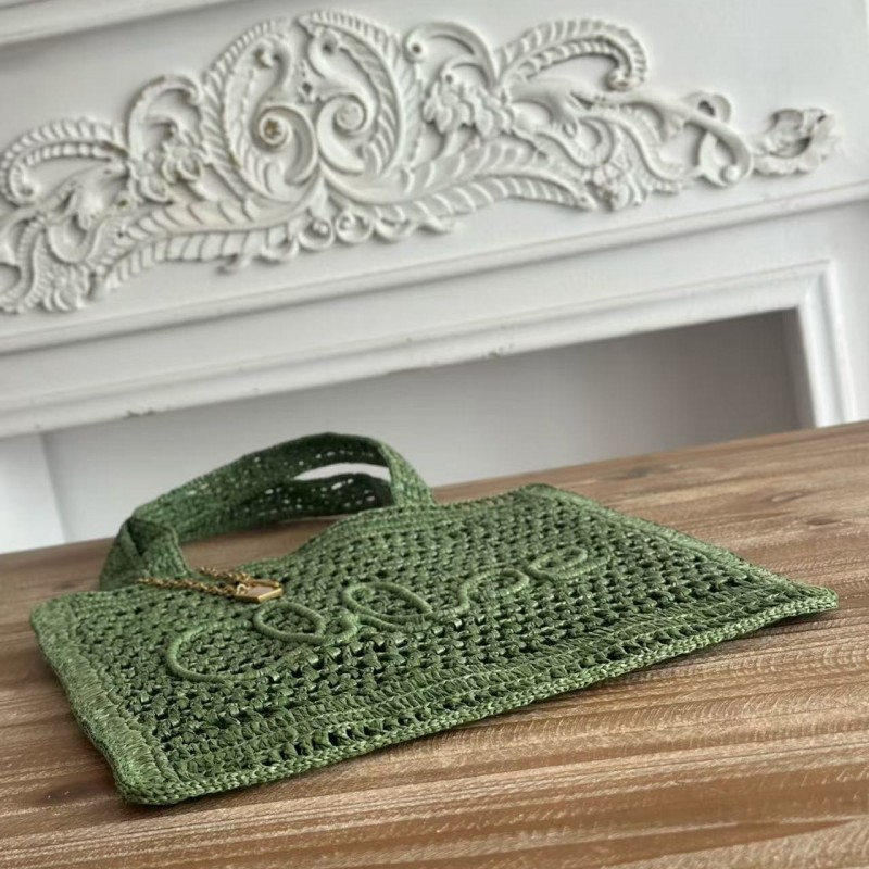 chloe spring and summer new style SUMMER BANANA dopamine color green pure handmade straw woven bag S