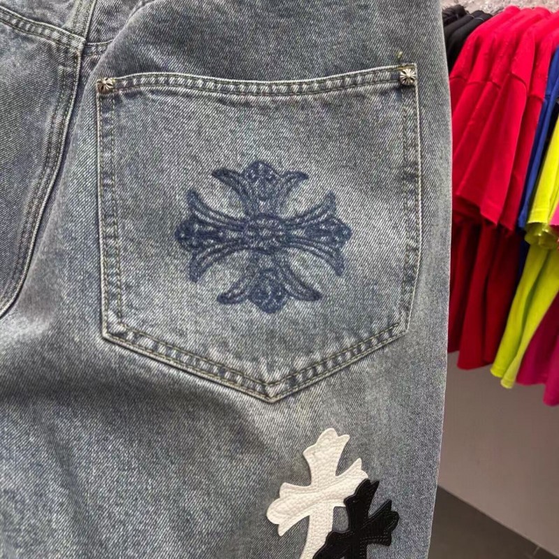 Ch**me He**ts Limited Edition Colorblock Washed Denim Shorts