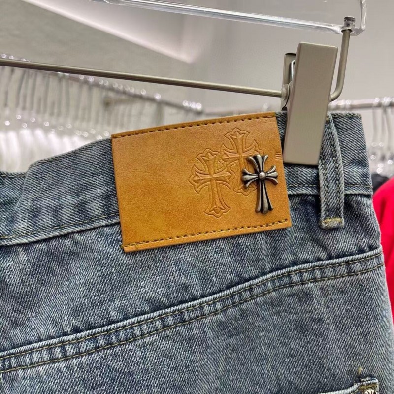 Ch**me He**ts Limited Edition Colorblock Washed Denim Shorts