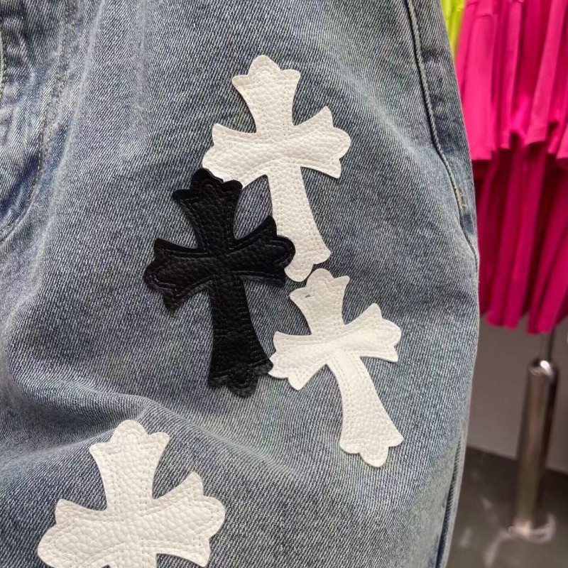 Ch**me He**ts Limited Edition Colorblock Washed Denim Shorts