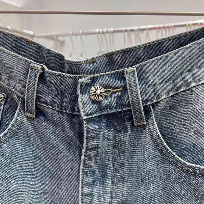 Ch**me He**ts Limited Edition Colorblock Washed Denim Shorts