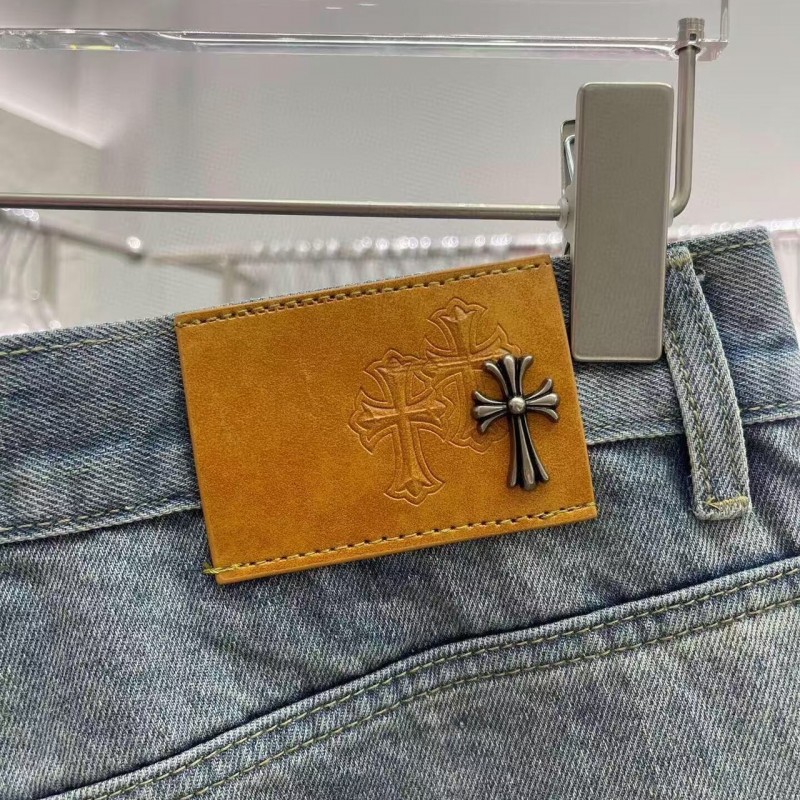 Ch**me He**ts Limited Edition Colorblock Washed Denim Shorts