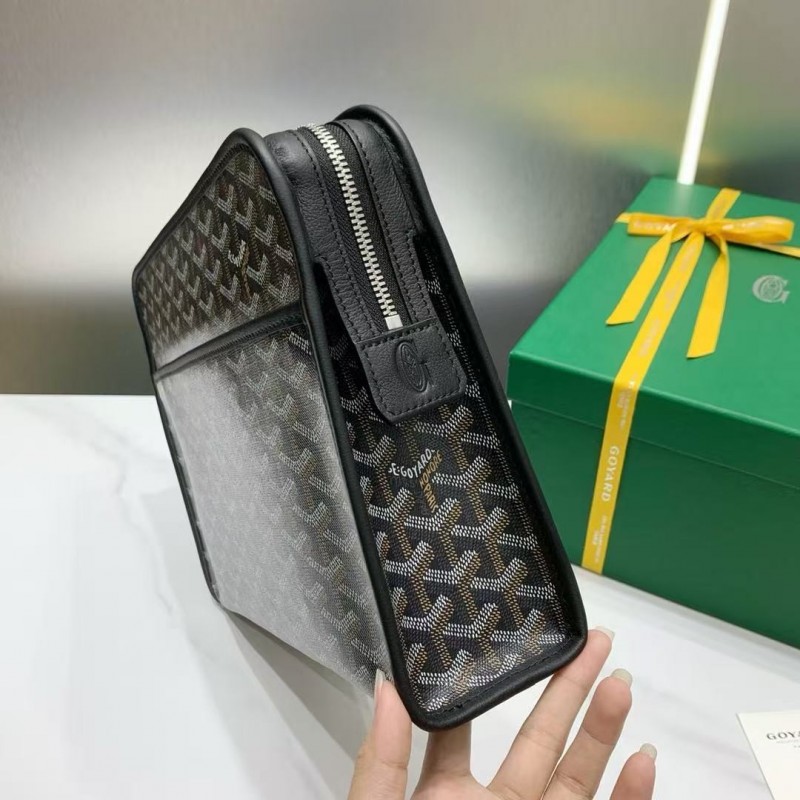 Go*ard imported cowhide with canvas large toilet bag, size: 30*23*8cm