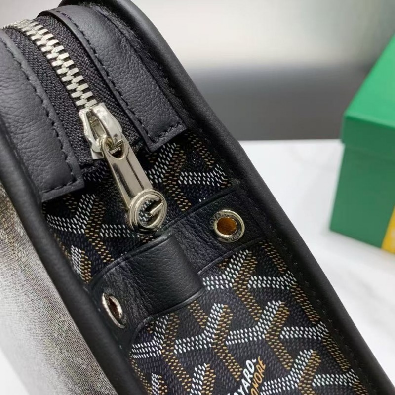 Go*ard imported cowhide with canvas large toilet bag, size: 30*23*8cm