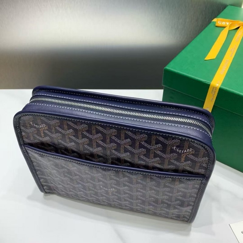 Go*ard imported cowhide with canvas small toilet bag, size: 25*18*7cm