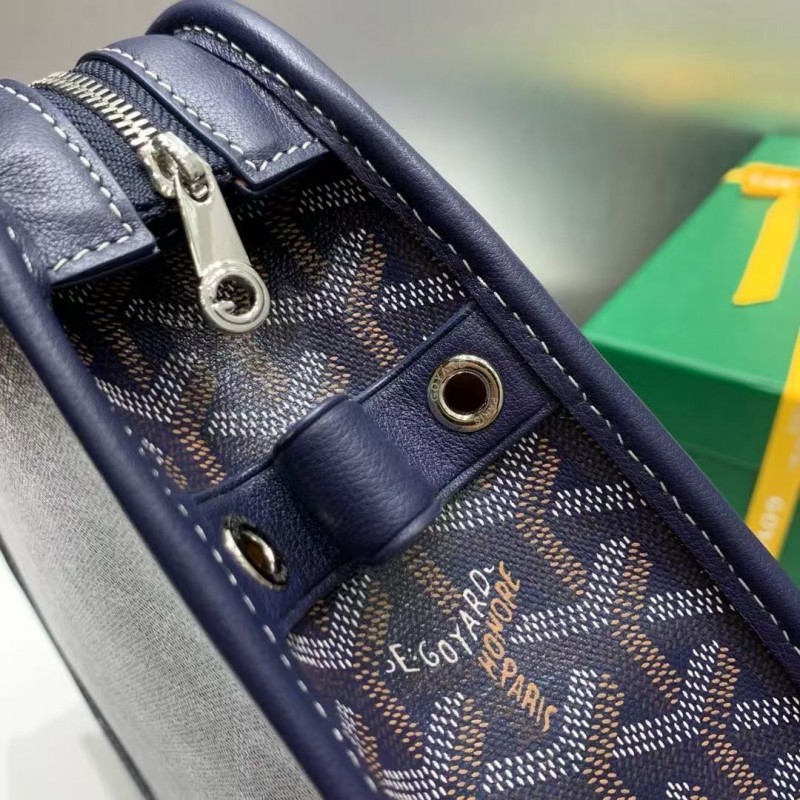 Go*ard imported cowhide with canvas small toilet bag, size: 25*18*7cm