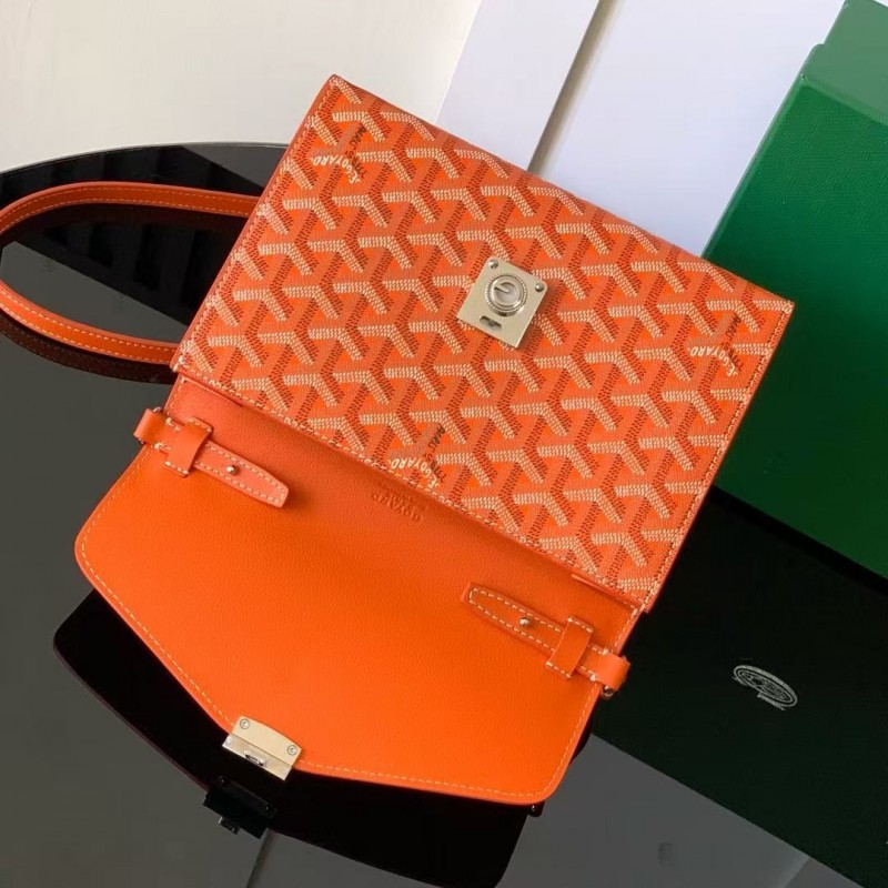 Go*ard imported cowhide with canvas one-shoulder crossbody bag, size: 21*16*4cm