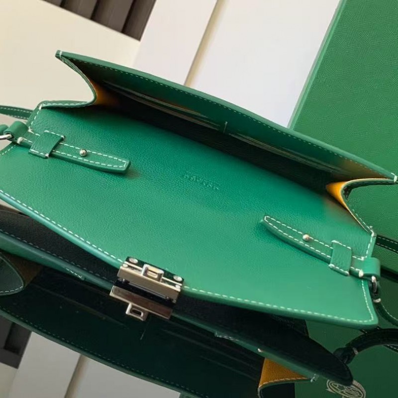 Go*ard imported cowhide with canvas one-shoulder crossbody bag, size: 21*16*4cm