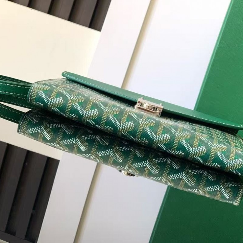 Go*ard imported cowhide with canvas one-shoulder crossbody bag, size: 21*16*4cm