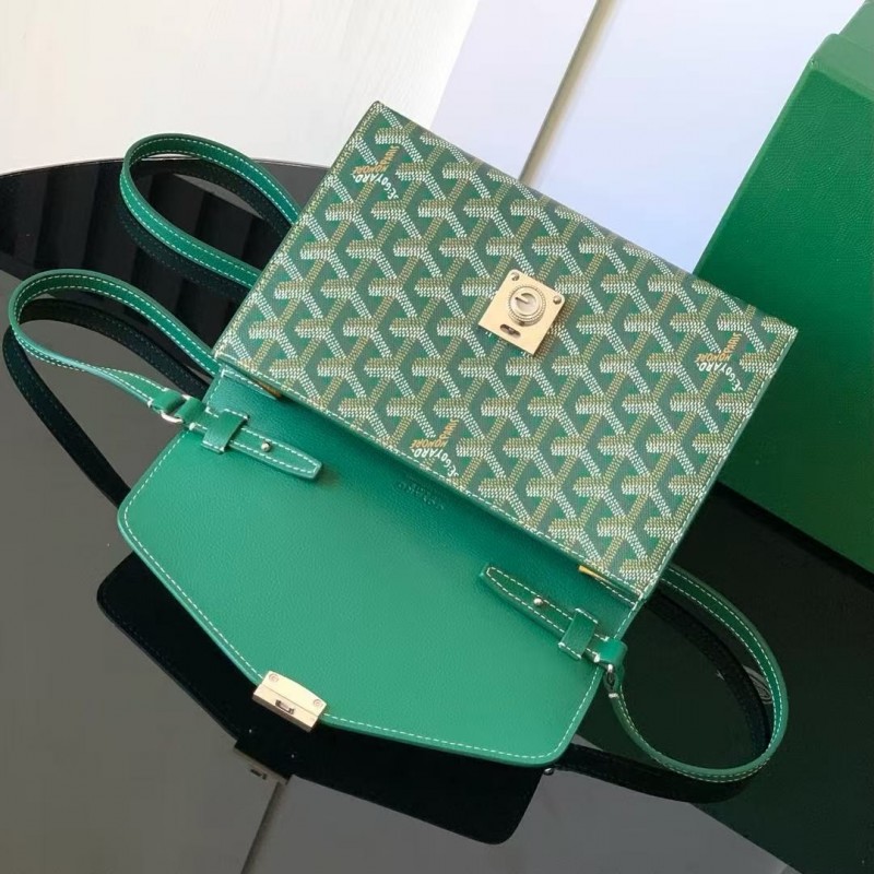 Go*ard imported cowhide with canvas one-shoulder crossbody bag, size: 21*16*4cm