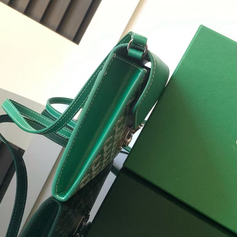 Go*ard imported cowhide with canvas one-shoulder crossbody bag, size: 21*16*4cm