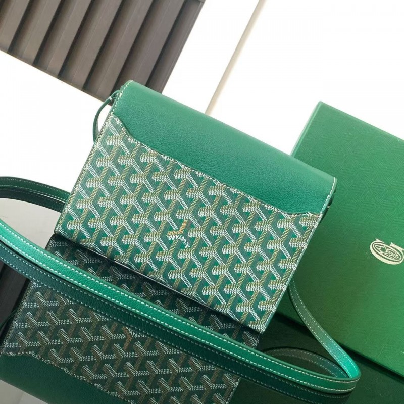 Go*ard imported cowhide with canvas one-shoulder crossbody bag, size: 21*16*4cm