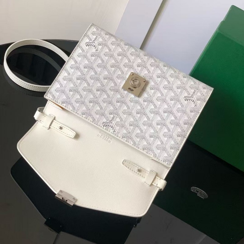 Go*ard imported cowhide with canvas one-shoulder crossbody bag, size: 21*16*4cm