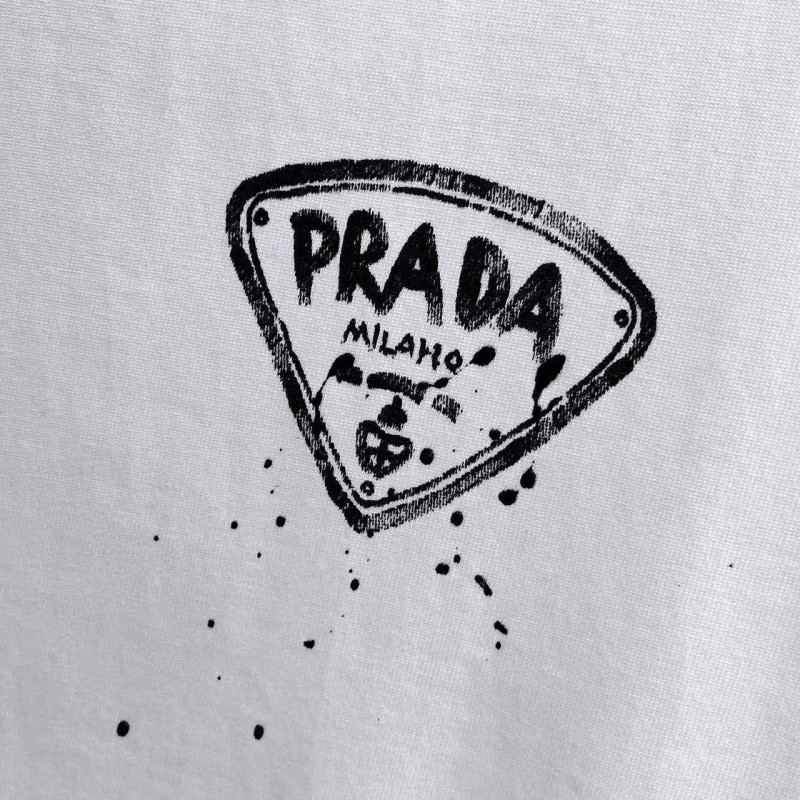 Pra*a 2025 new printed cotton T-shirt