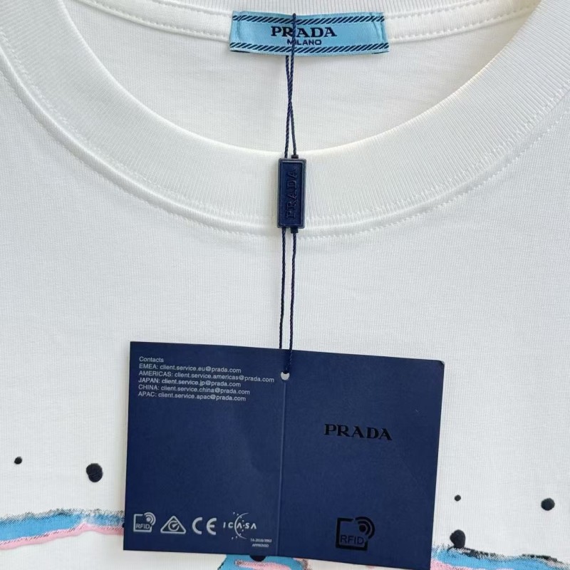 Pra*a 2025 new printed cotton T-shirt