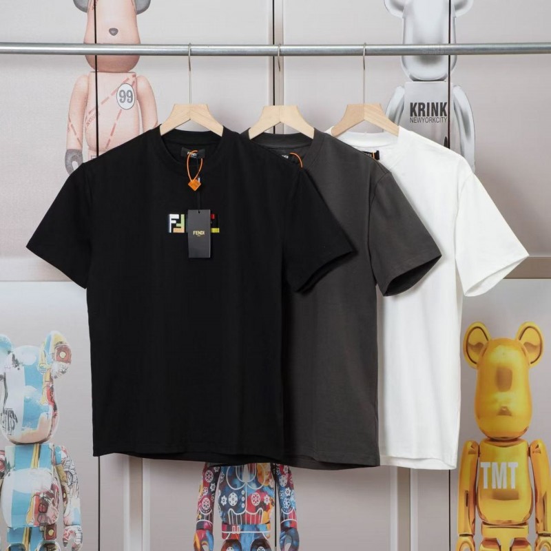 F**di 2025 Spring and Summer New Embroidered Casual Short Sleeves