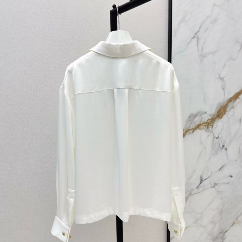 L0ew* SpringSummer new embroidered smooth style loose acetate shirt