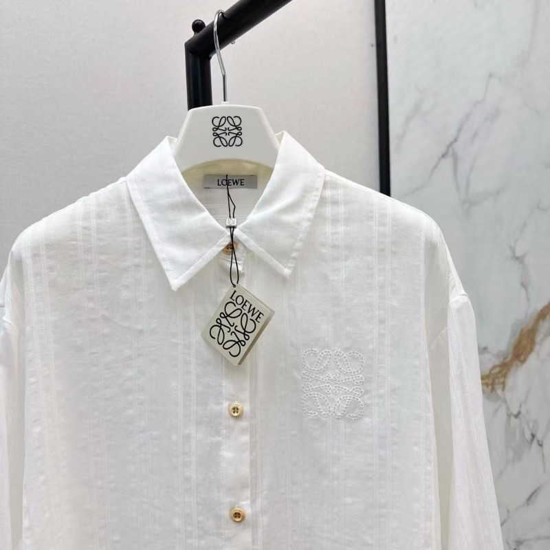 L0ew* SpringSummer new vintage woven striped loose shirt