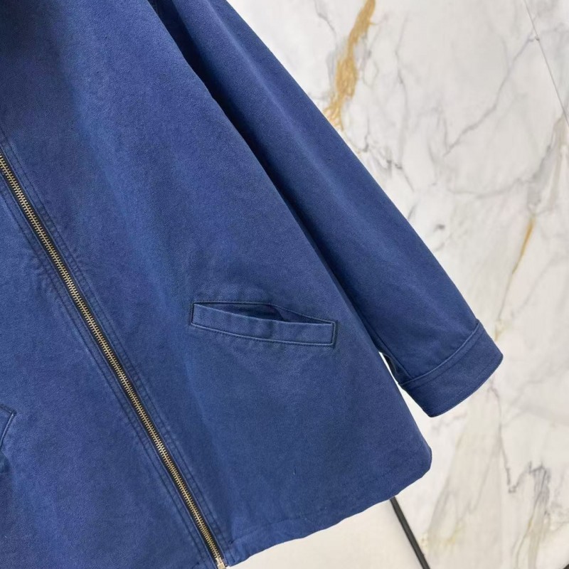 L0ew* Spring and Summer New Color-blocking Series Lapel Mid-length Casual Jacket