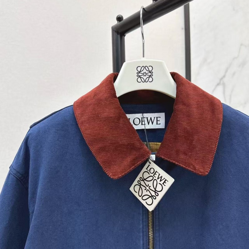 L0ew* Spring and Summer New Color-blocking Series Lapel Mid-length Casual Jacket