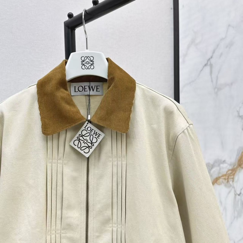 L0ew* Spring and Summer New Color-blocking Series Lapel Mid-length Casual Jacket