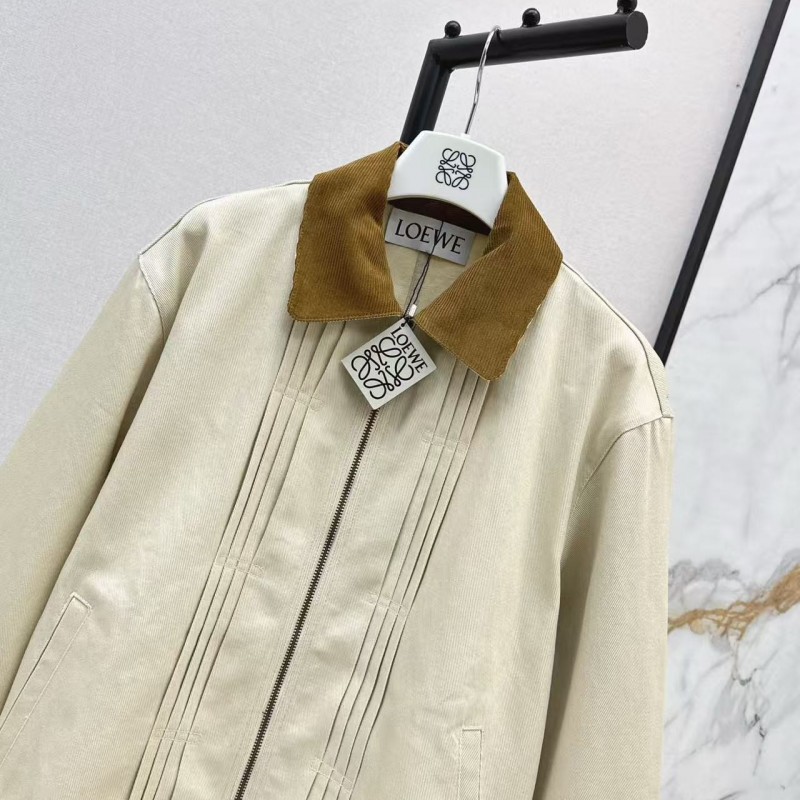 L0ew* Spring and Summer New Color-blocking Series Lapel Mid-length Casual Jacket