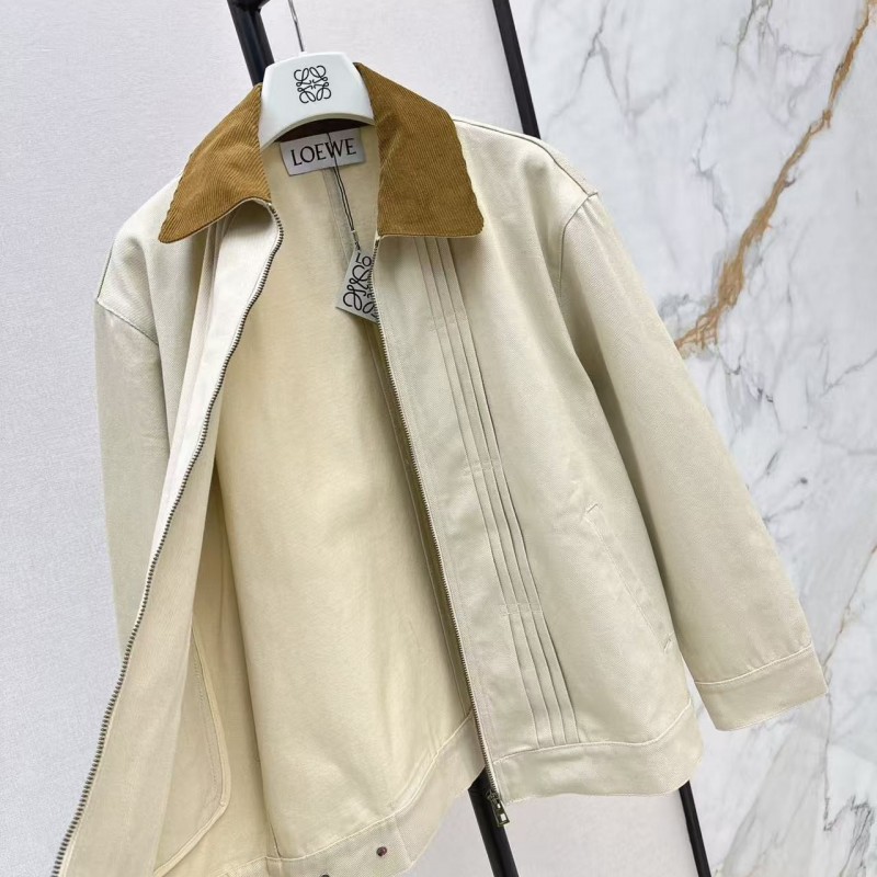 L0ew* Spring and Summer New Color-blocking Series Lapel Mid-length Casual Jacket