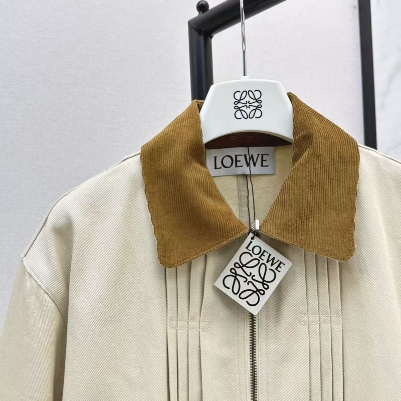 L0ew* Spring and Summer New Color-blocking Series Lapel Mid-length Casual Jacket