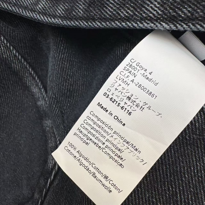 L0ew* SpringSummer New Vintage Leather Brand Decorated Denim Jacket