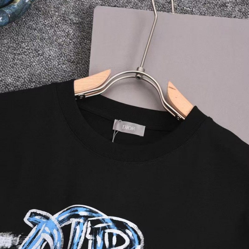 D*0r 2025 new Starry Sky Graffiti Round Neck T-shirt