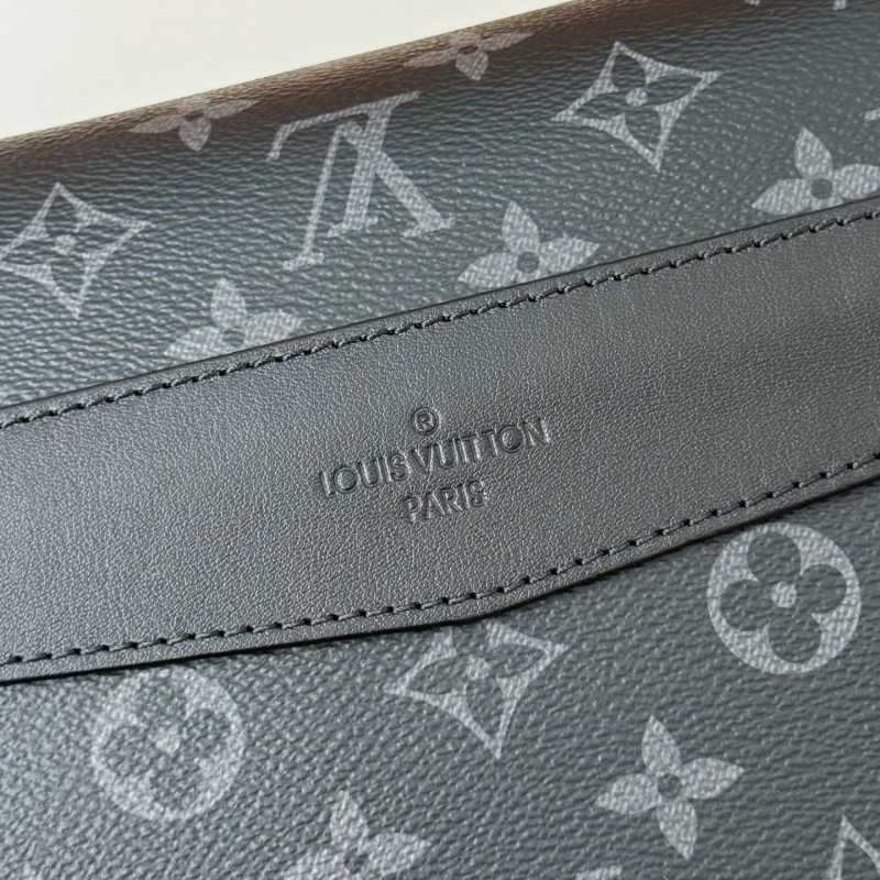 LV VOYAGER Small Black Floral Postman Bag M12517,Size:22.5*11*33