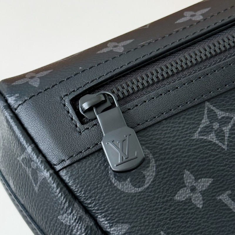 LV VOYAGER Small Black Floral Postman Bag M12517,Size:22.5*11*33