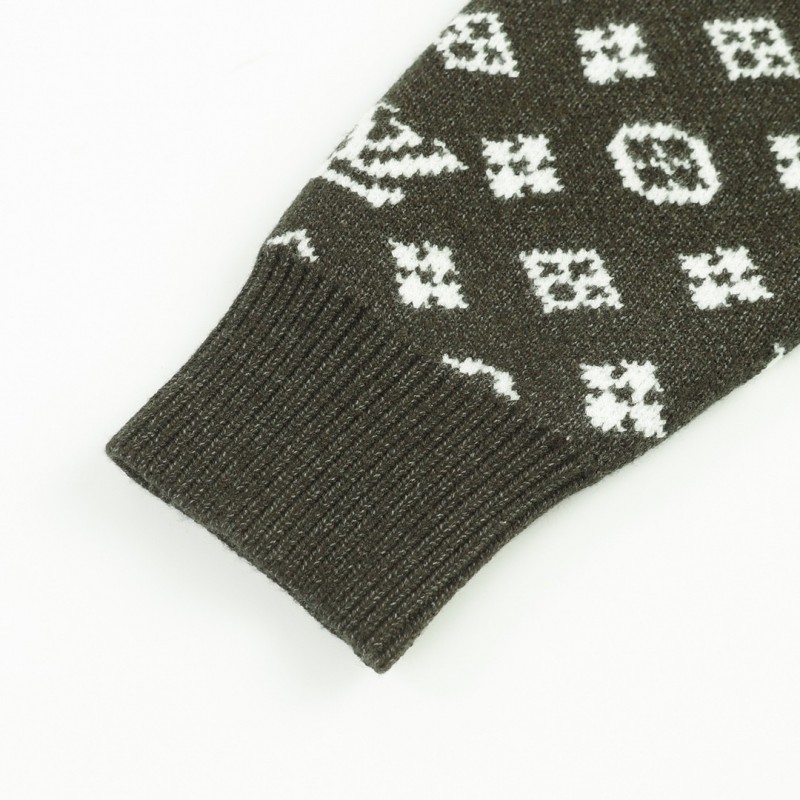 SS23 new autumn product L0*is V*t0n Monogram jacquard V-neck single-breasted long-sleeved knitted