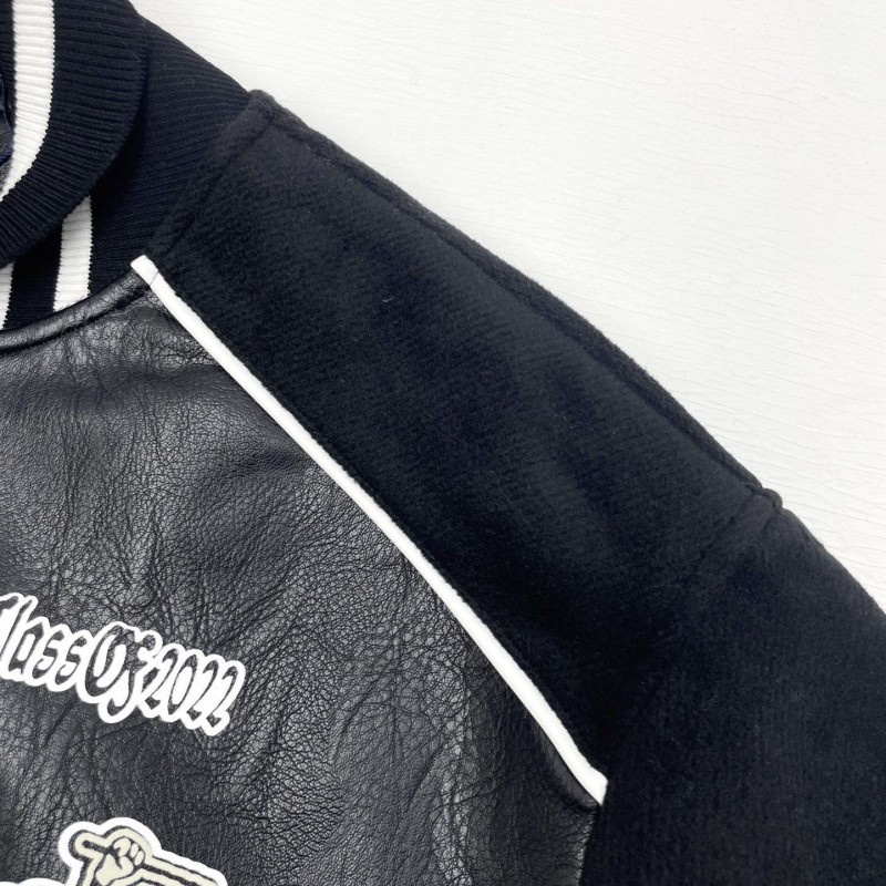 L0*is V*t0n Baseball blouson jacket with sheepskin body and wool sleeves