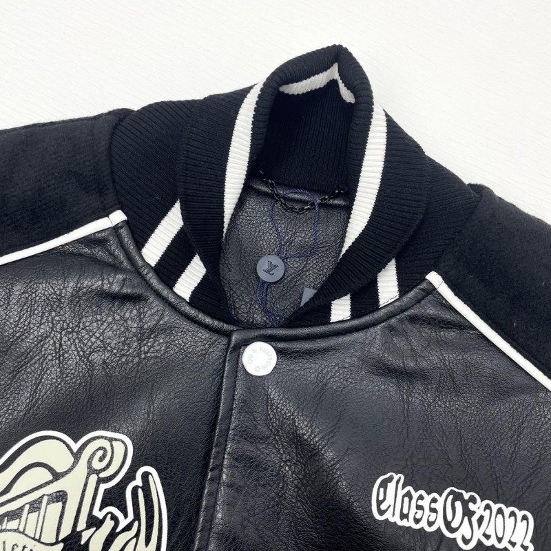 L0*is V*t0n Baseball blouson jacket with sheepskin body and wool sleeves