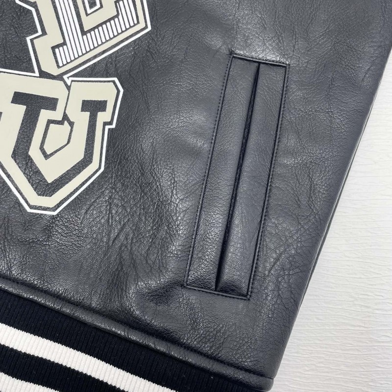 L0*is V*t0n Baseball blouson jacket with sheepskin body and wool sleeves