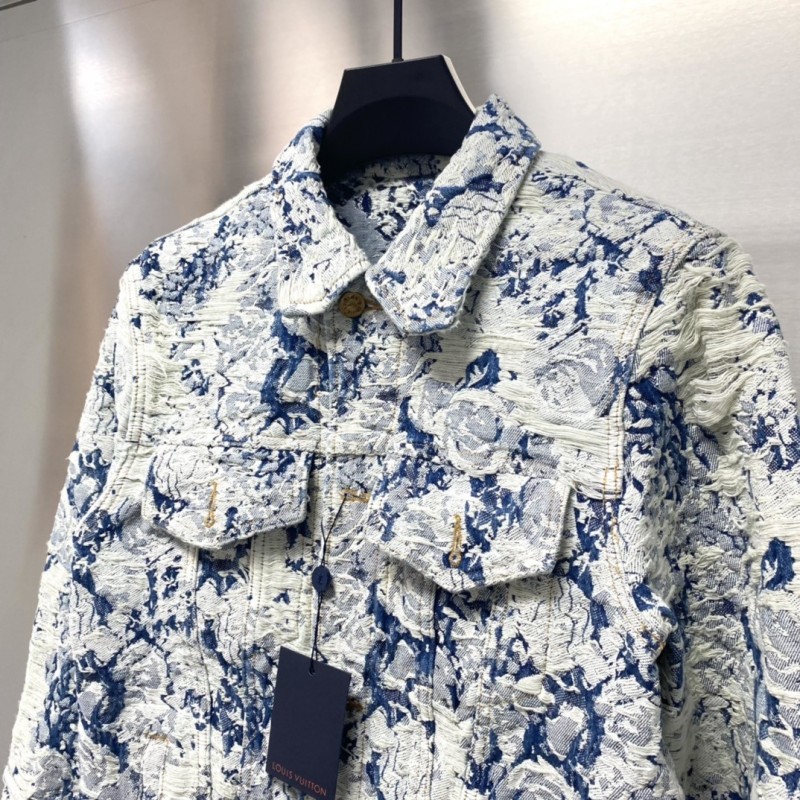 L0*is V*t0n Floral jacquard fringed denim jacket