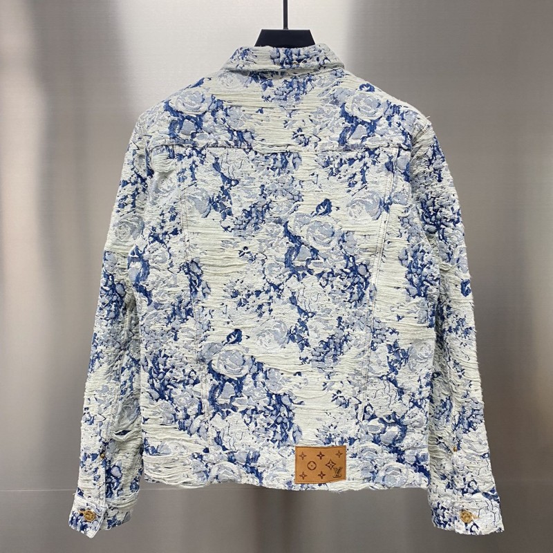 L0*is V*t0n Floral jacquard fringed denim jacket