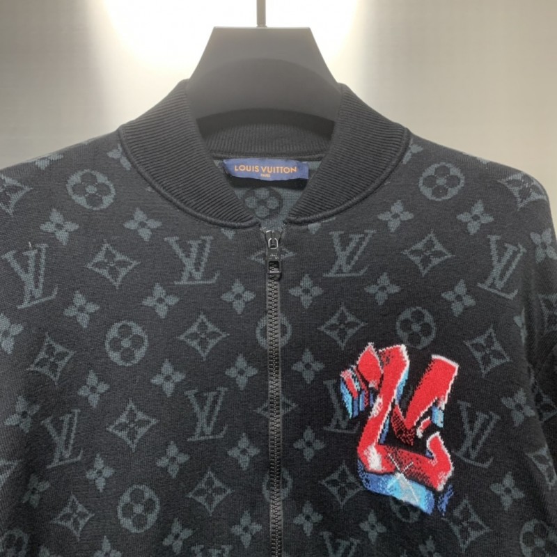 L0*is V*t0n graffiti jacquard knit zipped jacket