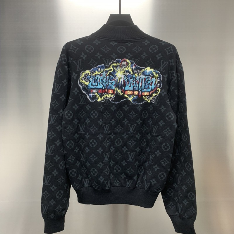 L0*is V*t0n graffiti jacquard knit zipped jacket