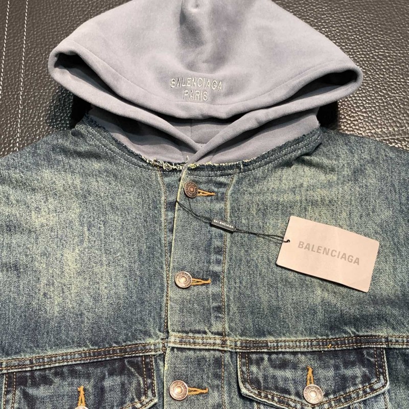 Ba*len*cia*ga hooded denim jacket