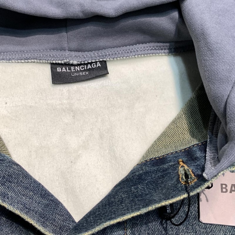 Ba*len*cia*ga hooded denim jacket