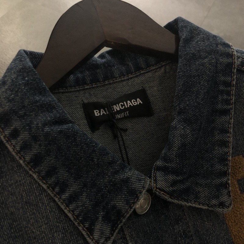 Ba*len*cia*ga terry embroidered denim jacket
