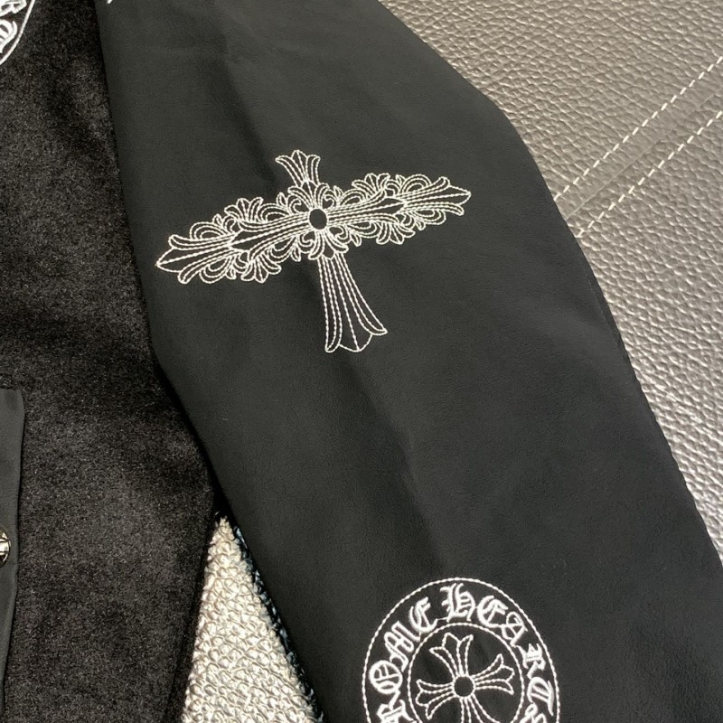 Ch**me He**ts Embroidered patchwork wool baseball jacket