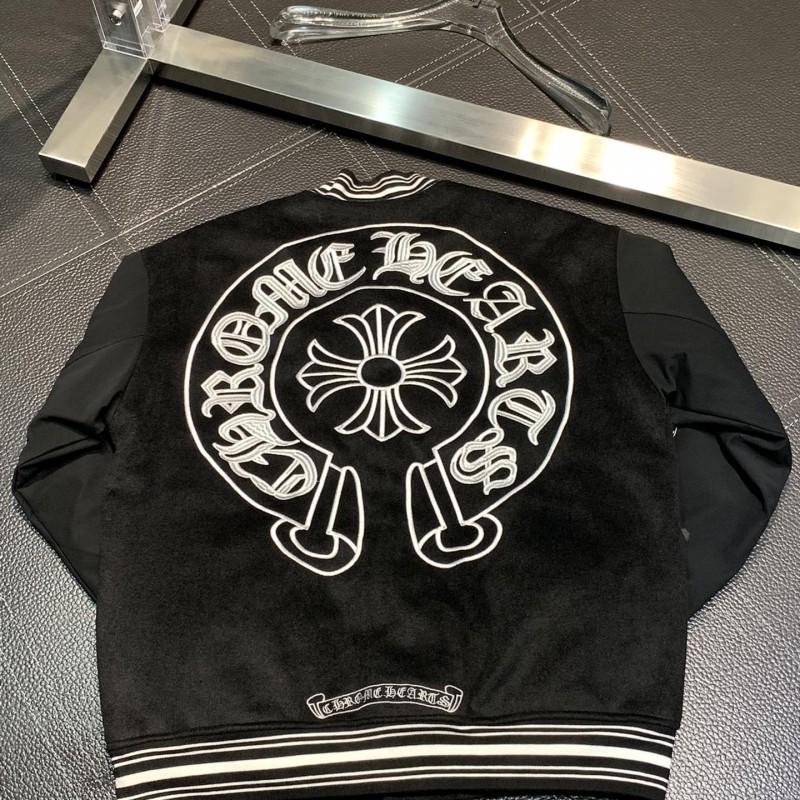 Ch**me He**ts Embroidered patchwork wool baseball jacket