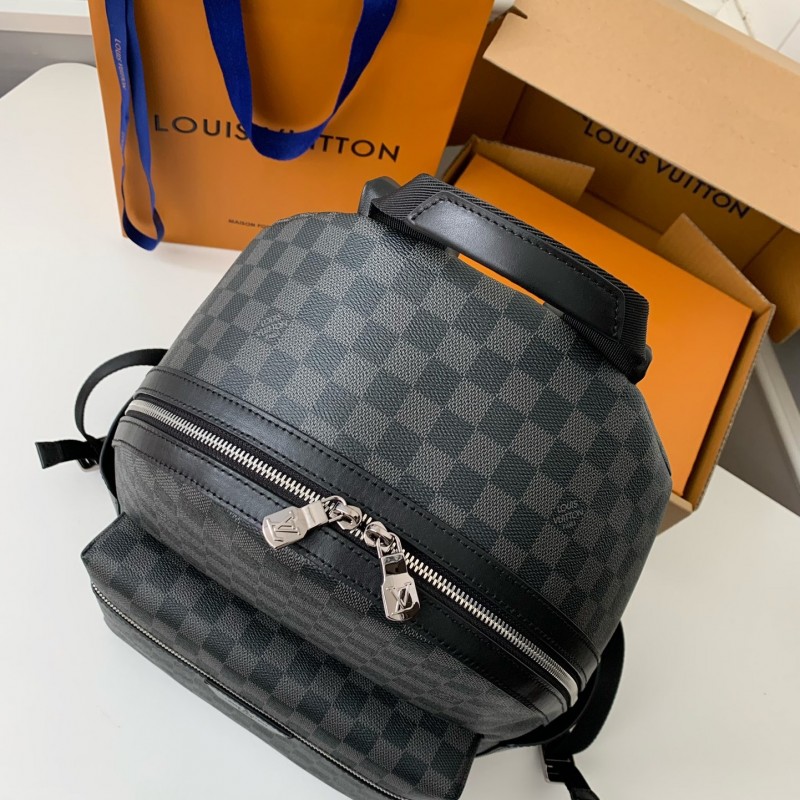 L0*is V*t0n 24s New DISCOVERY Small Black Checker Backpack N40514, Top Quality Size: 29 * 38 * 20c