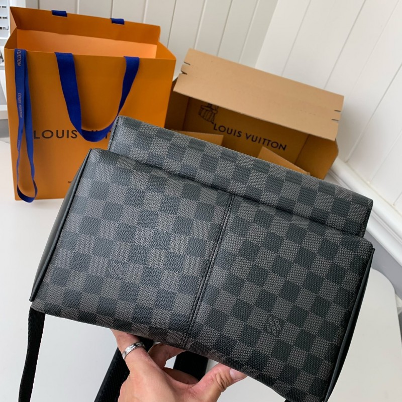 L0*is V*t0n 24s New DISCOVERY Small Black Checker Backpack N40514, Top Quality Size: 29 * 38 * 20c