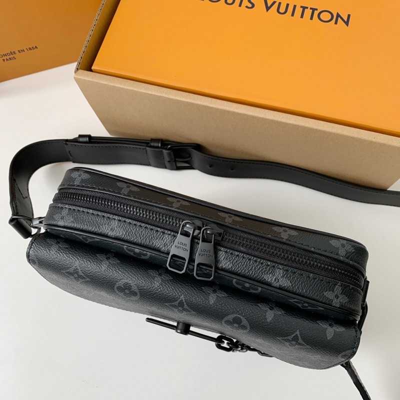 L0*is V*t0n AutumnWinter New STEAMER Black Flower Messenger Bag M46795, Top Quality