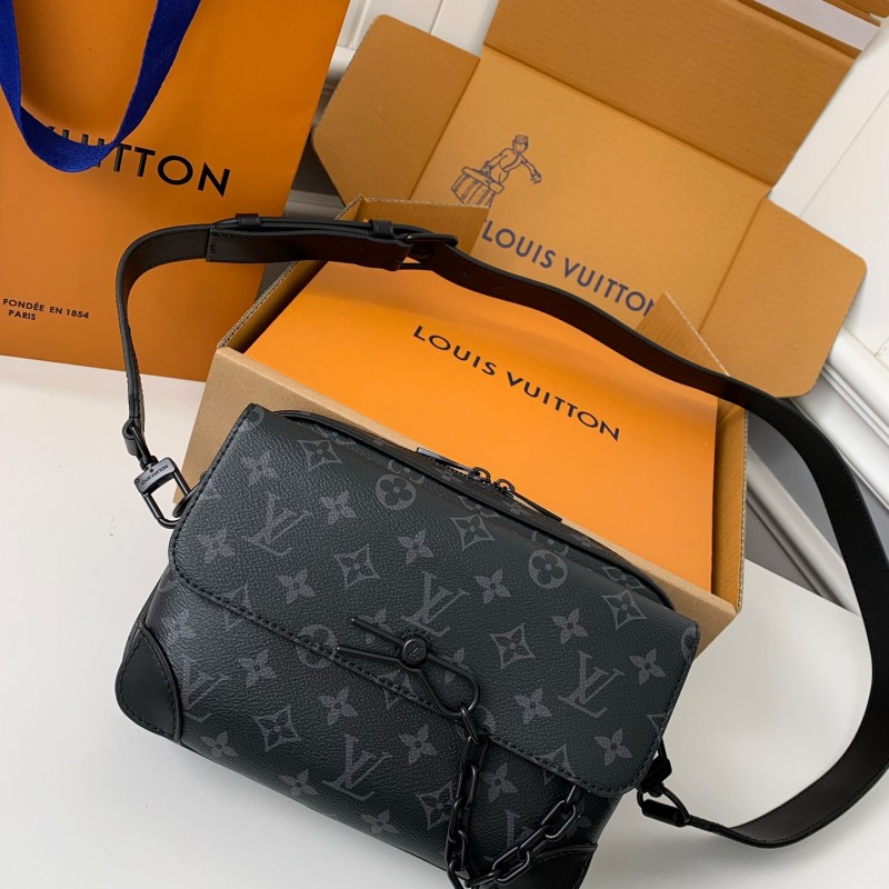 L0*is V*t0n AutumnWinter New STEAMER Black Flower Messenger Bag M46795, Top Quality