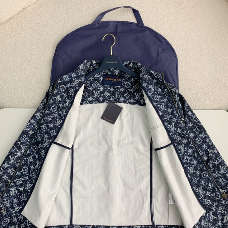 L0*is V*t0n Classic Logo printed all over patchwork denim jacket